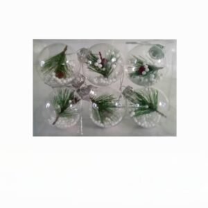 Jucării brad, transparente, 7cm Set 6 pcs, 30-452