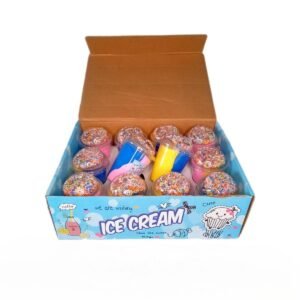 Plastelină inteligentă+bile, pahar "Ice Cream Rainbow", Set 12pcs, BJ-136, 765-1