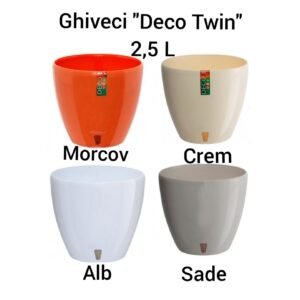 Ghiveci "Deco Twin" 2,5 L Morcov/Crem/Alb/Sade