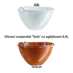 Ghiveci suspendat "Solo" cu agăţătoare 6,5L Alb/Teracot