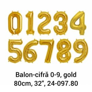 Balon-cifră 0-9, gold 80cm, 32”, 24-097.80