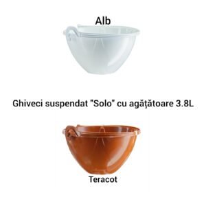 Ghiveci suspendat "Solo" cu agăţătoare 3.8L Alb/Teracot