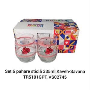 Set 6 pahare sticlă 335ml,Kaveh-Savana TR5101GPT, VS02745