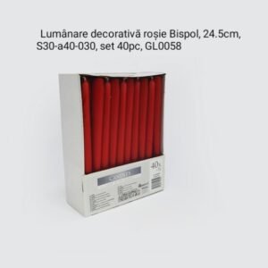 Lumânare decorativă roşie Bispol, 24.5cm, S30-a40-030, set 40pc, GL0058