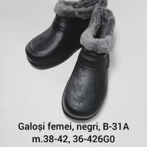 Galoşi femei, negri, B-31A m.38-42, 36-426G0