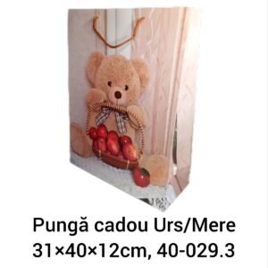 Pungă cadou Urs/Mere 31x40x12cm, 40-029.3