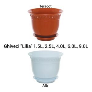 Ghiveci "Lilia" 1.5L, 2.5L, 4.0L, 6.0L, 9.0L Teracot/Alb