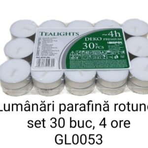 Lumânări parafină rotunde set 30 buc, 4 ore GL0053