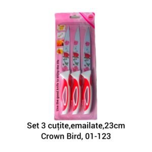 Set 3 cuțite,emailate,23cm Crown Bird, 01-123