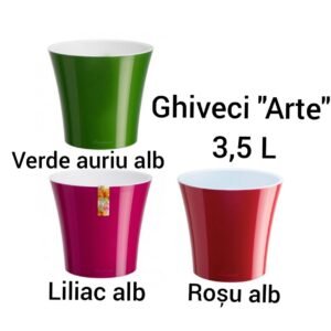 Ghiveci "Arte" 3,5 L Verde auriu-alb/Liliac-alb/Roșu-alb