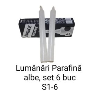 Lumânări Parafină albe, set 6 buc S1-6
