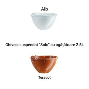 Ghiveci suspendat "Solo" cu agăţătoare 2.5L Alb/Teracot