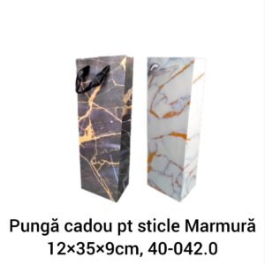 Pungă cadou pt sticle Marmură 12x35x9cm, 40-042.0