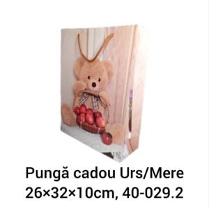 Pungă cadou Urs/Mere 26×32x10cm, 40-029.2