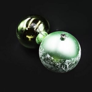Globuri de Crăciun, 6cm, verde auriu, set 7buc, PC0465