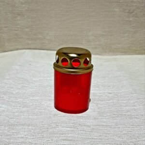 Candelă roşu/ auriu 7 ore, 8cm