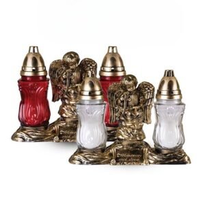 Candelǎ+Înger, roşu/ auriu, 20cm, 28ore, 320CS7150, LM0815
