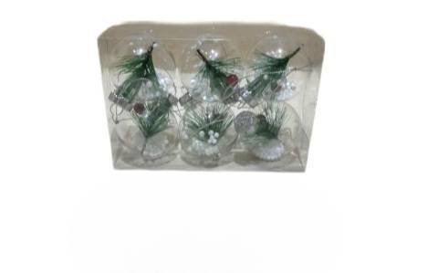 Jucării brad Sticla transparentă 7cm, set 6 buc