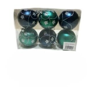 Globuri de Crăciun verde/albastru 7 cm, set 6 buc PC 0868