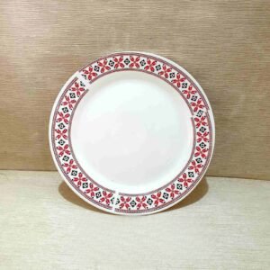 Farfurie ceramică plată, 9", alb +Folclor, 41-543